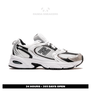 new balance nb 530 white silver metallic black sneakers authentic