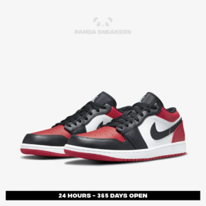 nike air jordan 1 low bred toe 2021 black white red authentic