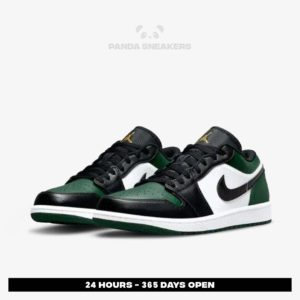 nike air jordan 1 low black green toe green black white authentic