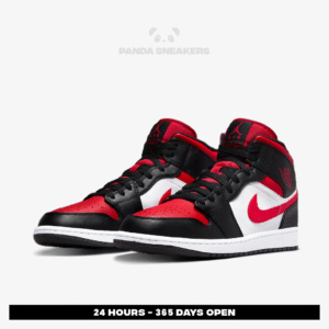 nike air jordan 1 mid alternate bred toe black white red authentic