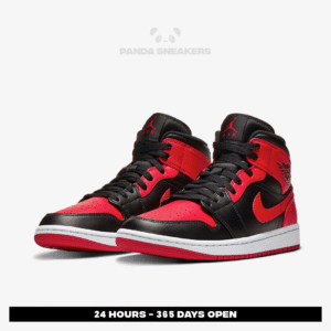 nike air jordan 1 mid banned bred 2020 black red white authentic