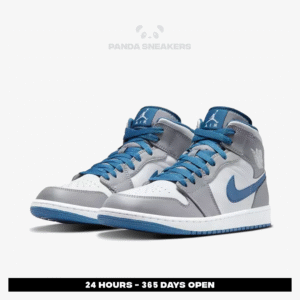 nike air jordan 1 mid true blue grey white authentic