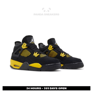sepatu nike air jordan 4 retro black thunder yellow sneakers authentic