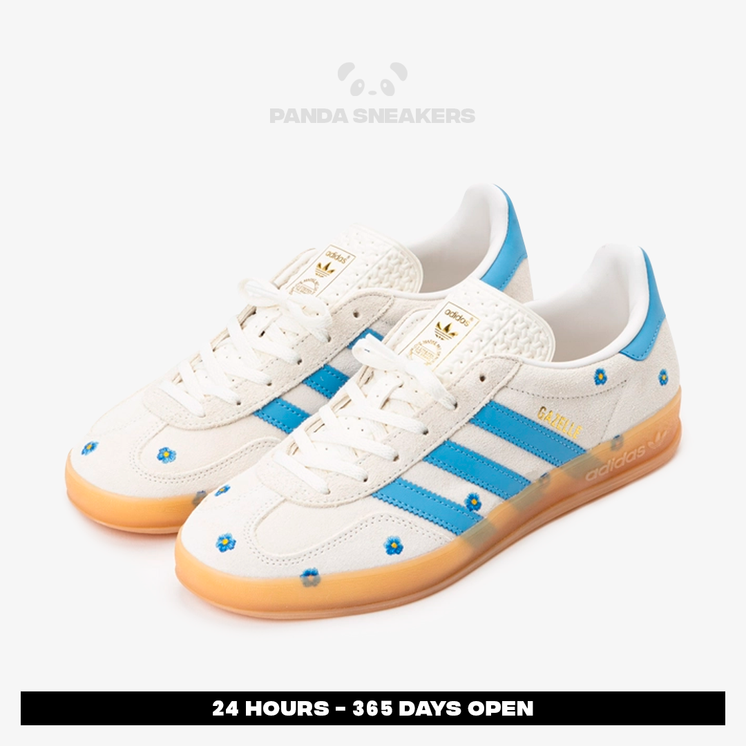 sepatu adidas gazelle indoor floral beige light blue gum sneakers authentic sepatu adidas gazelle indoor floral beige light blue gum sneakers authentic