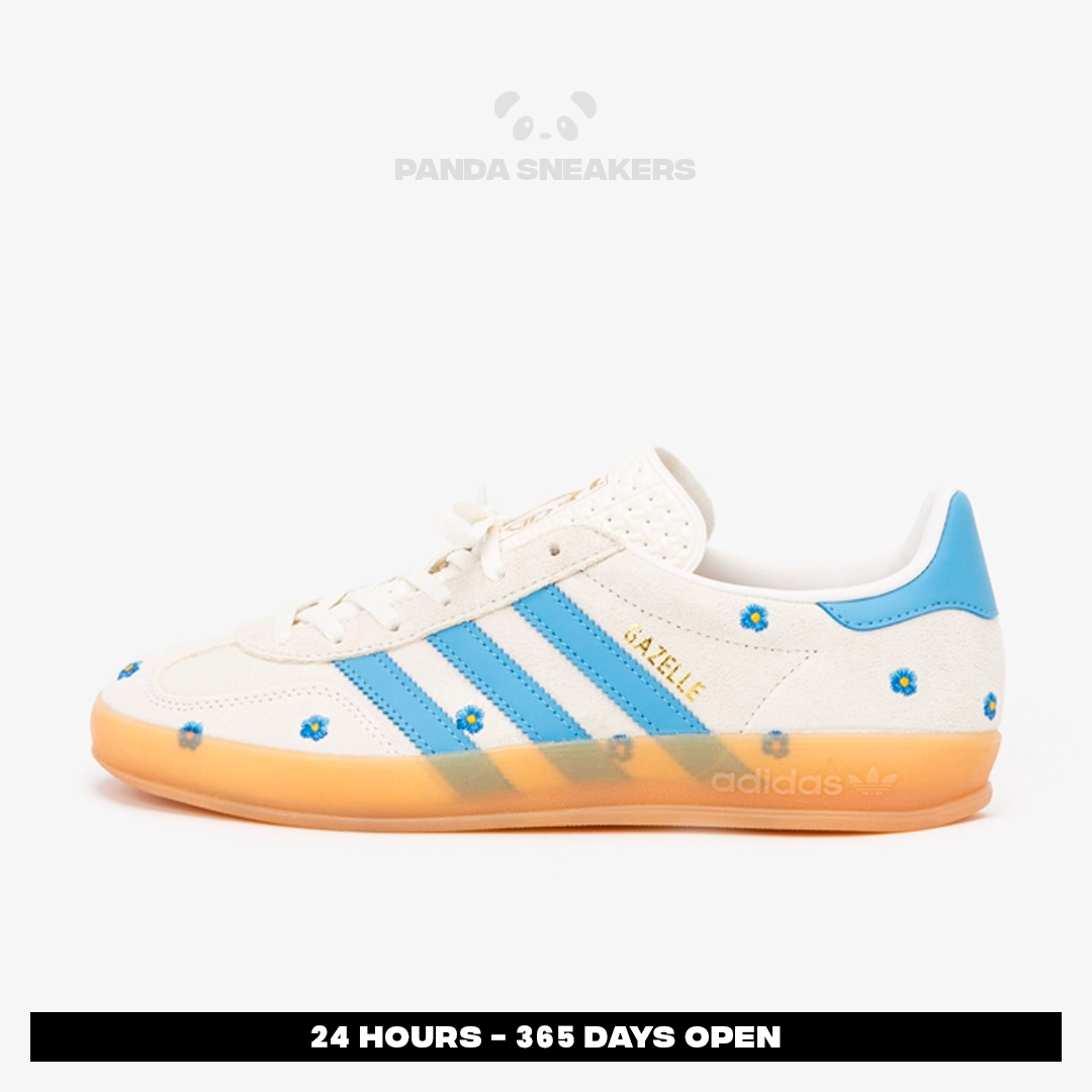 sepatu adidas gazelle indoor floral beige light blue gum sneakers authentic sepatu adidas gazelle indoor floral beige light blue gum sneakers authentic