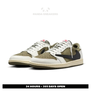 sepatu nike air jordan 1 low x travis scott medium olive green