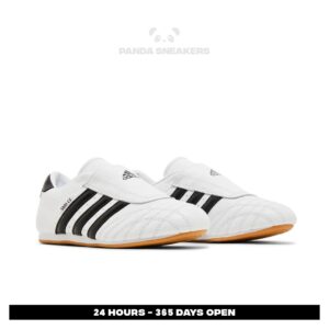 sepatu adidas casual taekwondo white black gum leather sneakers authentic