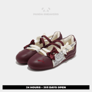 sepatu puma speedcat ballet lace ruby shimmer maroon women casual sneakers wanita sepatu kasual